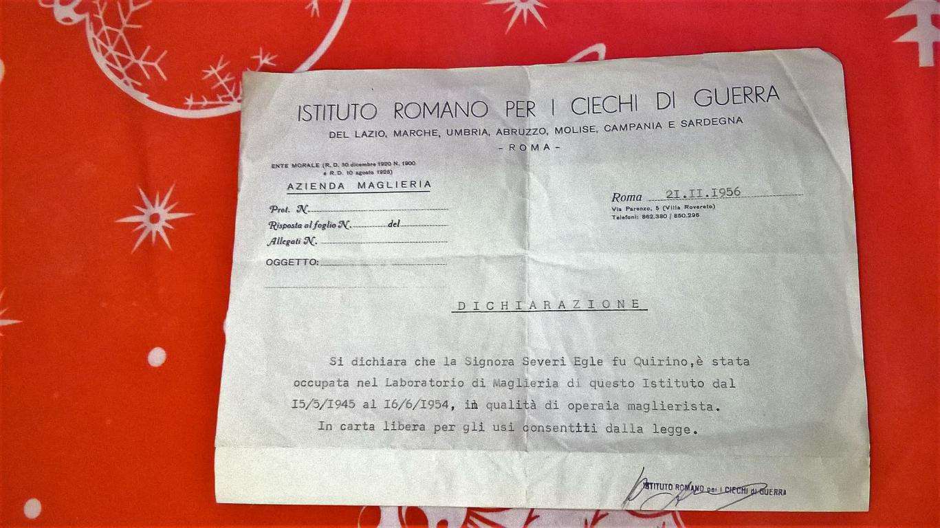 Cartaria Istituto Romano per i Ciechi di Guerra 1956 